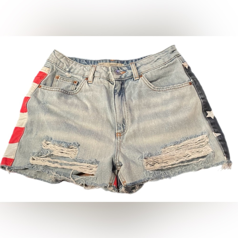 Topshop Light Blue Distressed Jean Shorts